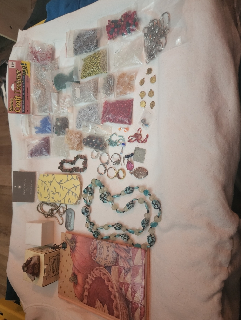 Crafts Beads Jewelry Making Lot with Junk Drawer Items